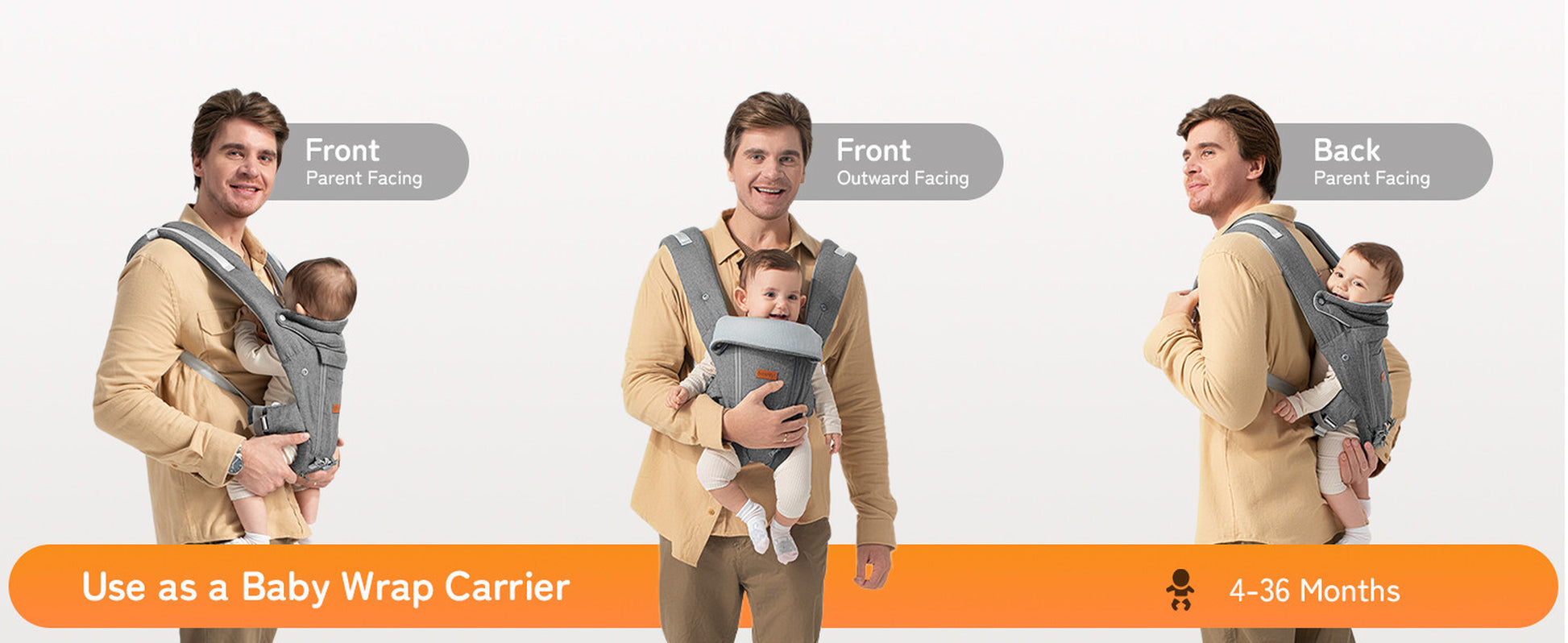 Baby Carrier with Hip Seat - Kangaroo Carrier Baby Body Holder with Waist Strap