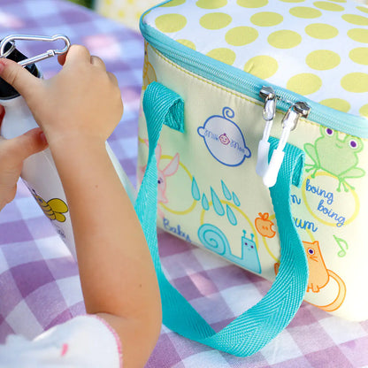 Milk&Moo Insulated Kids Lunch Box – Yellow Animal Print, Waterproof Cooler Bag for Toddlers, Preschool & Breastmilk Storage