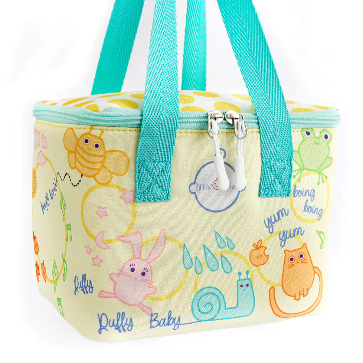 Milk&Moo Insulated Kids Lunch Box – Yellow Animal Print, Waterproof Cooler Bag for Toddlers, Preschool & Breastmilk Storage