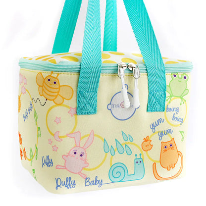 Milk&Moo Insulated Kids Lunch Box – Yellow Animal Print, Waterproof Cooler Bag for Toddlers, Preschool & Breastmilk Storage