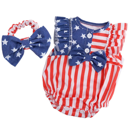 BABESIDE Reborn Baby Doll Clothes – 2-Piece Set for 17–22” Dolls | Stars & Stripes Outfit with Headband for Realistic Baby Dolls (Doll Not Included)