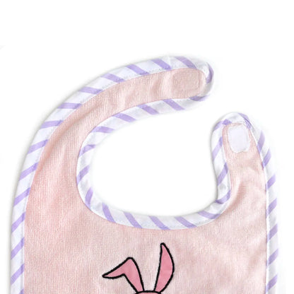Milk&Moo Towel Bib Set – 2-Pack Baby Bibs with Embroidered Sprat Frog & Pink Chanchin – Waterproof Backing, 100% Cotton, 30x22cm