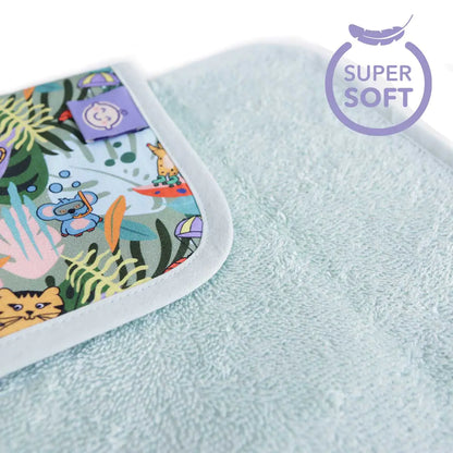Milk&Moo Jungle Friends Portable Diaper Changing Pad – Waterproof, Foldable, 100% Turkish Cotton | Baby Travel Mat with Storage Pocket